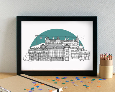 Llandudno Skyline Landmarks Art Print - can be personalised - unframed