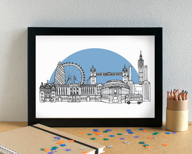 London Skyline Landmarks Art Print - can be personalised