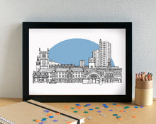 Loughborough Skyline Landmarks Art Print - can be personalised - unframed