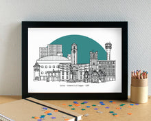 Luton Skyline Landmarks Art Print - can be personalised - unframed