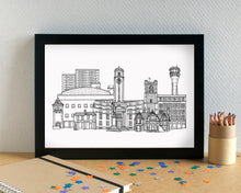 Luton Skyline Landmarks Art Print - can be personalised - unframed