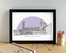 Manchester Skyline Landmarks Art Print - can be personalised