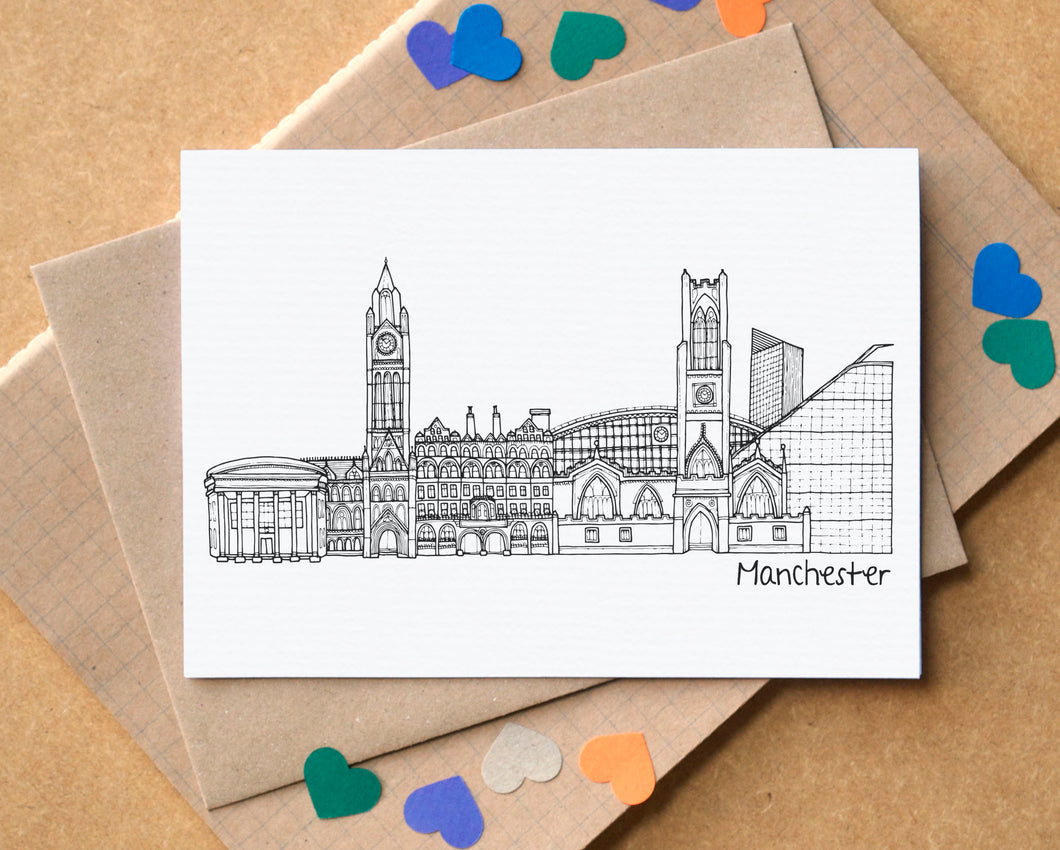Manchester Skyline Landmarks Greetings Card