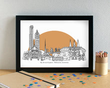 Melbourne Skyline Landmarks Art Print - can be personalised