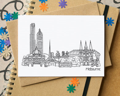 Melbourne Skyline Landmarks Greetings Card