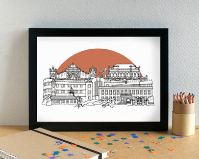 Morecambe Skyline Landmarks Art Print - can be personalised - unframed