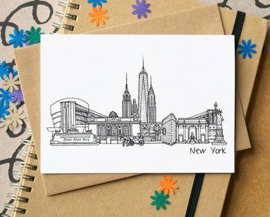 New York Skyline Landmarks Greetings Card