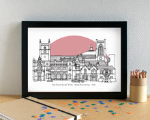 Newcastle-under-Lyme Skyline Landmarks Art Print - can be personalised - unframed