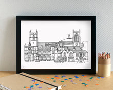Newcastle-under-Lyme Skyline Landmarks Art Print - can be personalised - unframed