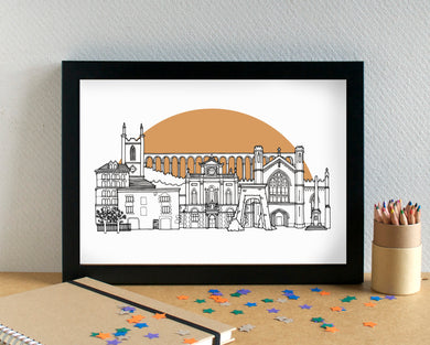 Newry Skyline Landmarks Art Print - can be personalised - unframed