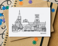 Norwich Skyline Landmarks Greetings Card