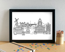 Nottingham Skyline Landmarks Art Print - can be personalised