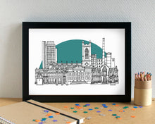 Oldham Skyline Landmarks Art Print - can be personalised - unframed