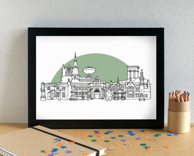 Ormskirk Skyline Landmarks Art Print - can be personalised - unframed