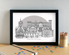 Paisley Scotland Skyline Landmarks Art Print - can be personalised - unframed