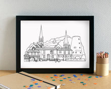 Parbold Skyline Landmarks Art Print - can be personalised - unframed
