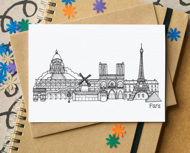 Paris Skyline Landmarks Greetings Card