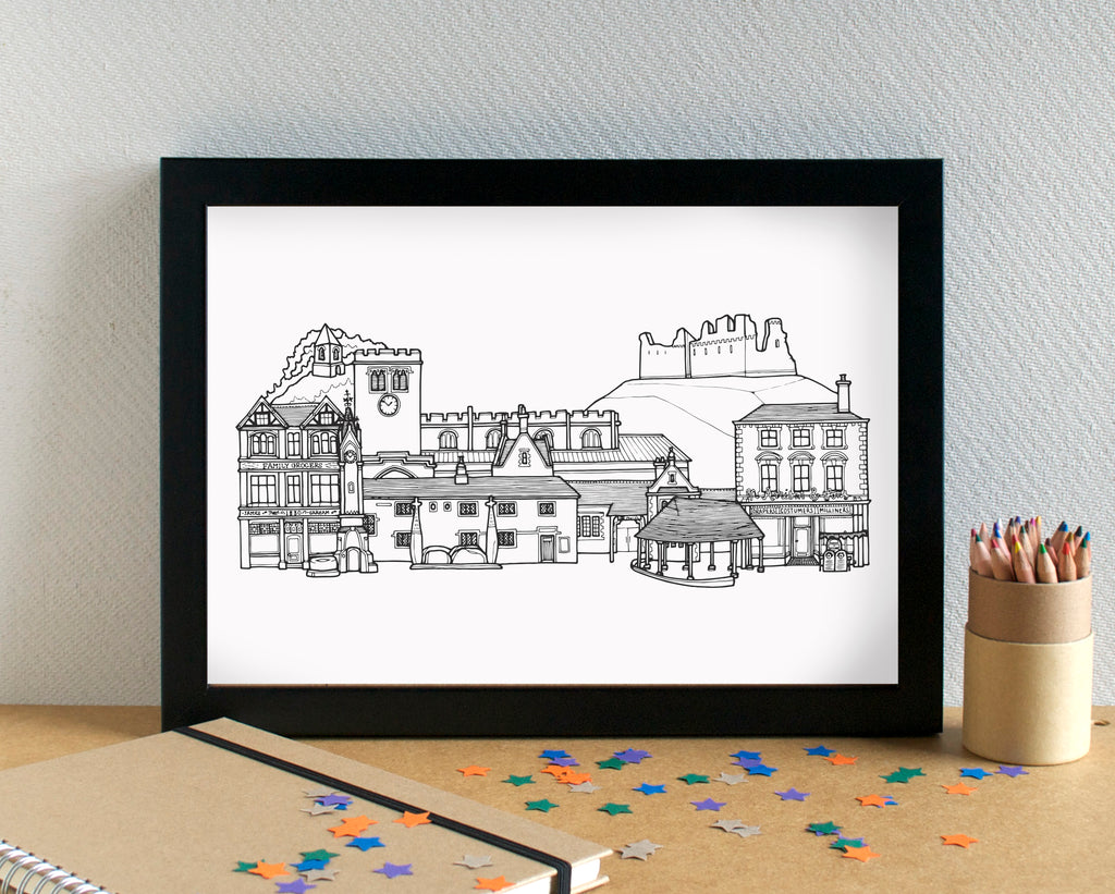 Penrith Skyline Landmarks Art Print can be personalised unframed