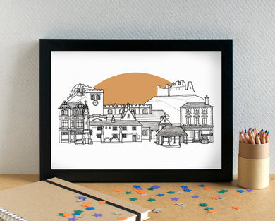 Penrith Skyline Landmarks Art Print - can be personalised - unframed