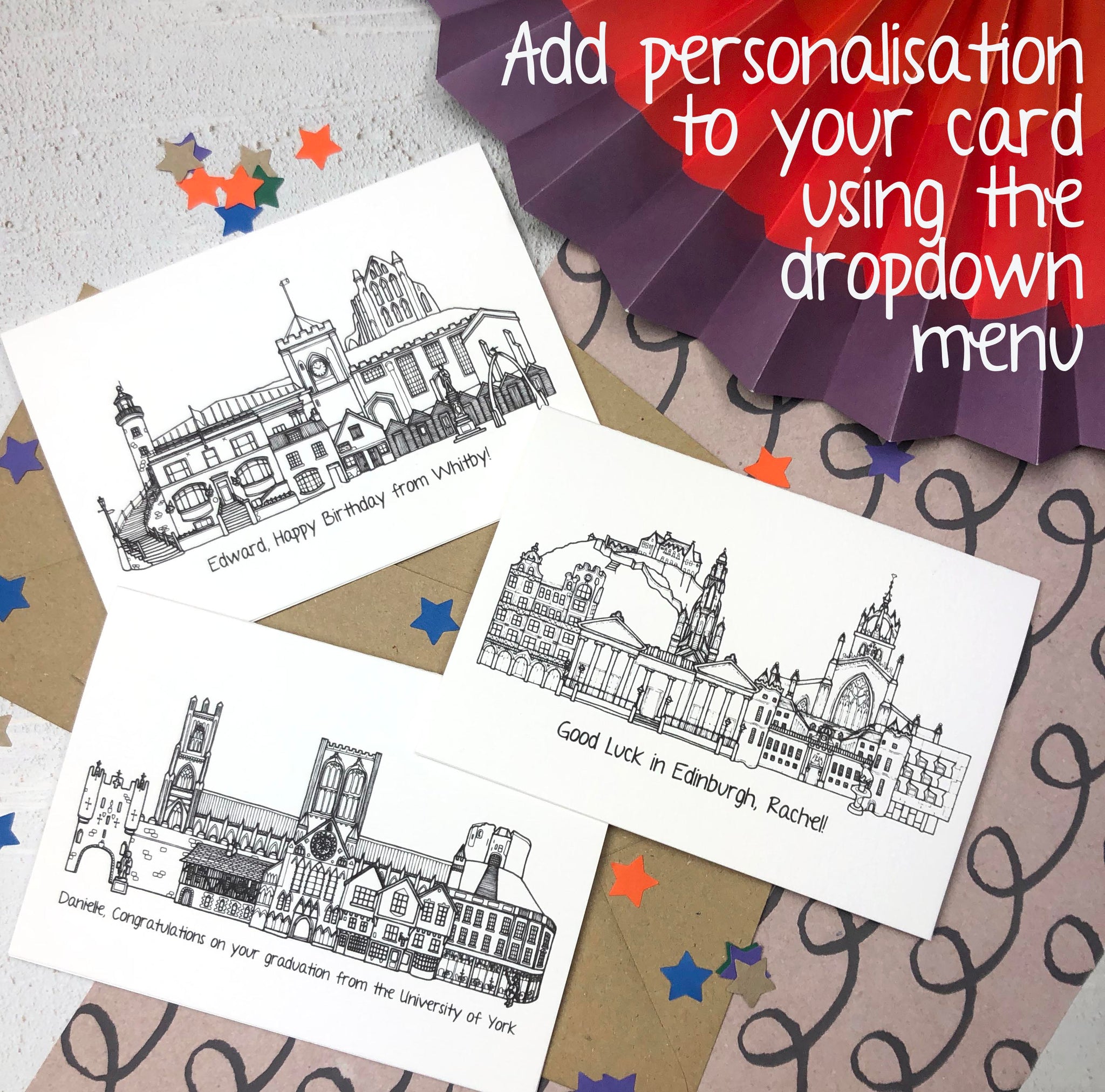 Lake District Landmarks Skyline Greetings Card BeckaGriffin