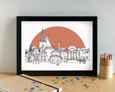 Perth Scotland Skyline Landmarks Art Print - can be personalised