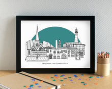 Plymouth Skyline Landmarks Art Print - can be personalised