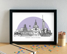 Portsmouth Skyline Landmarks Art Print - can be personalised
