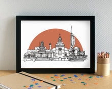 Portsmouth Skyline Landmarks Art Print - can be personalised