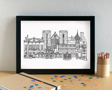 Ripon Skyline Landmarks Art Print - can be personalised - unframed