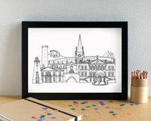 Rotherham Skyline Landmarks Art Print - can be personalised - unframed