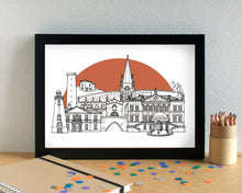 Rotherham Skyline Landmarks Art Print - can be personalised - unframed