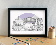Runcorn Skyline Landmarks Art Print - can be personalised - unframed