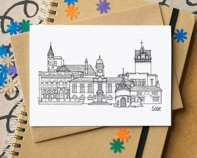 Sale Greater Manchester Skyline Landmarks Greetings Card