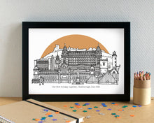 Scarborough Skyline Landmarks Art Print - can be personalised - unframed