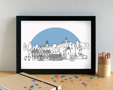 Shetland Islands Skyline Landmarks Art Print - can be personalised - unframed