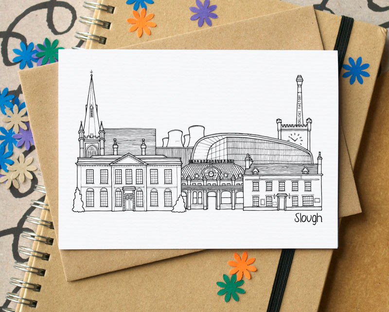 Slough Skyline Landmarks Greetings Card BeckaGriffin