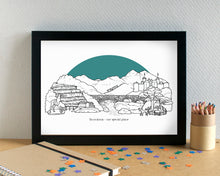 Snowdonia Skyline Landmarks Art Print - can be personalised - unframed