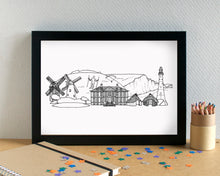 South Downs Skyline Landmarks Art Print - can be personalised - unframed