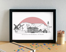 South Downs Skyline Landmarks Art Print - can be personalised - unframed