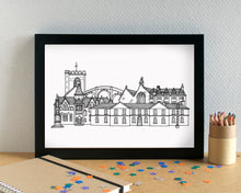 St Asaph Skyline Landmarks Art Print - can be personalised - unframed