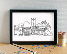 St Davids Skyline Landmarks Art Print - can be personalised - unframed