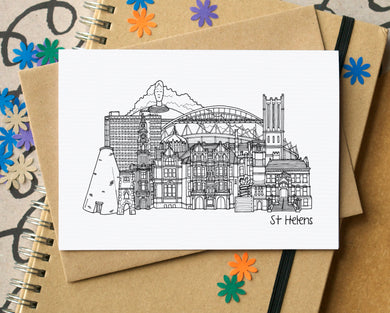 St Helens Skyline Landmarks Greetings Card