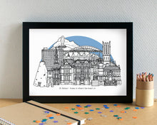 St Helens Skyline Landmarks Art Print - can be personalised - unframed