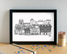 Stafford Skyline Landmarks Art Print - can be personalised - unframed