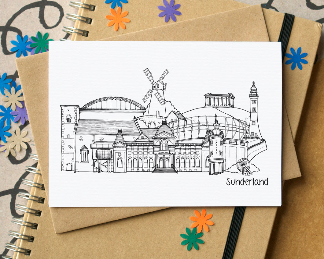 Sunderland Skyline Landmarks Greetings Card