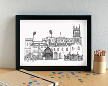 Taunton Skyline Landmarks Art Print - can be personalised - unframed