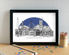Bolton Wanderers FC Skyline Art Print with University of Bolton Stadium - can be personalised