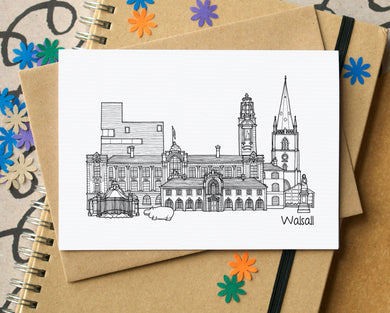 Walsall Skyline Landmarks Greetings Card