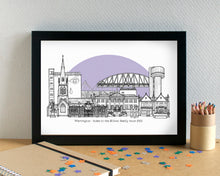 Warrington Skyline Landmarks Art Print - can be personalised - unframed