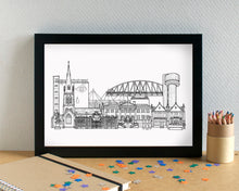 Warrington Skyline Landmarks Art Print - can be personalised - unframed